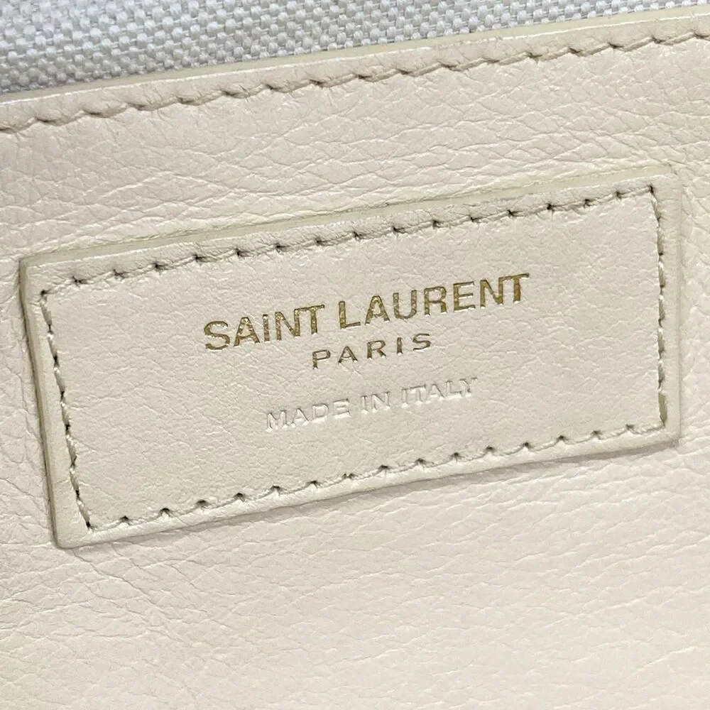 Saint Laurent PARIS Baby Downtown Cavas Handbag 436834 Beige Cream Raffia - Picture 9 of 15